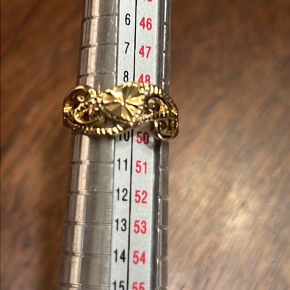 14kt Plated Gold Diamond Cut Heart Swirl Filigree Ring NWT Vintage Sz 5 - Picture 5 of 9